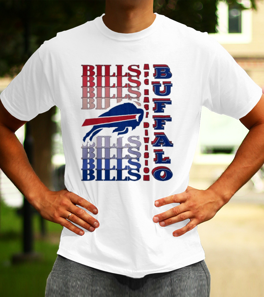 Buffalo Bills AFC East Division Bills Repeated Blue And Red Text T-Shirt