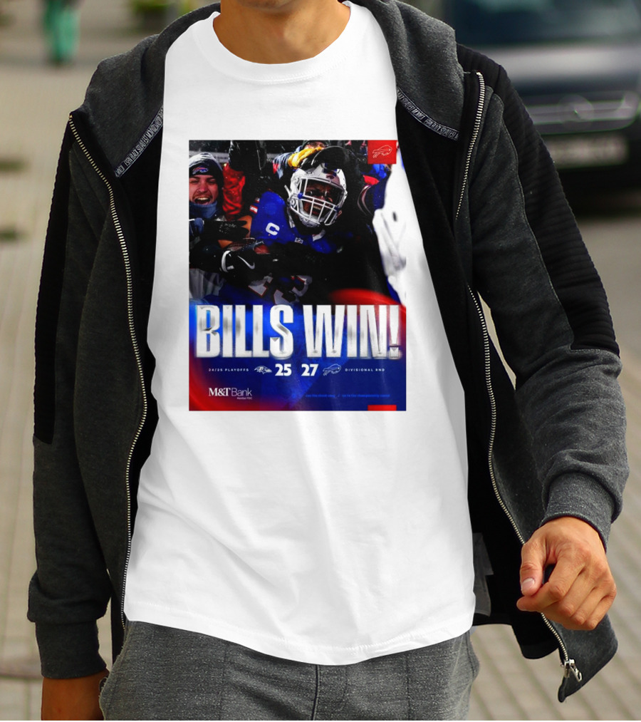Buffalo Bills Win 27-25 Against Baltimore Ravens Divisional Rnd Playoffs 24/25 T-Shirt