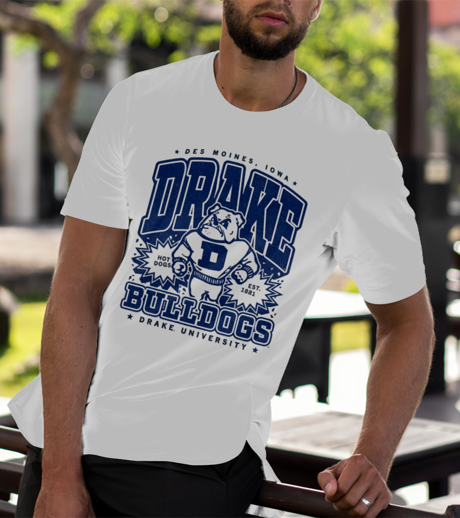 Des Moines Iowa Drake University Bulldogs Mascot Hot Dogs Est 1881 T-Shirt