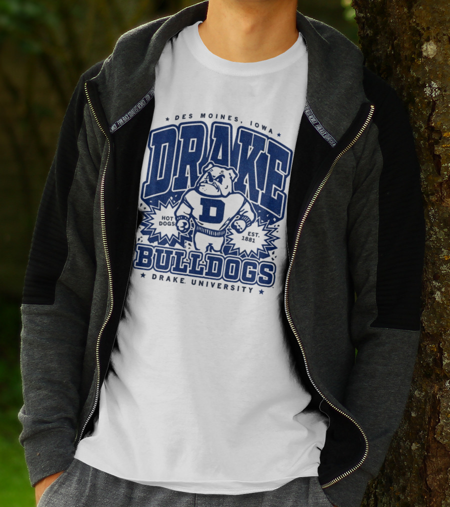 Des Moines Iowa Drake University Bulldogs Mascot Hot Dogs Est 1881 T-Shirt