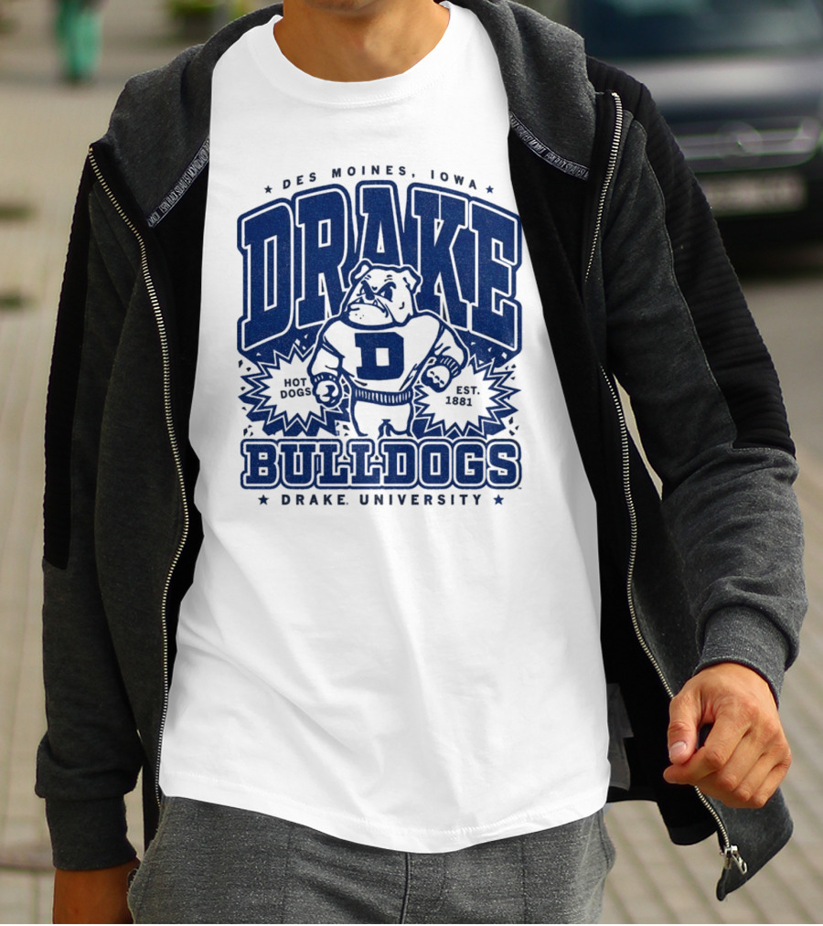 Des Moines Iowa Drake University Bulldogs Mascot Hot Dogs Est 1881 T-Shirt