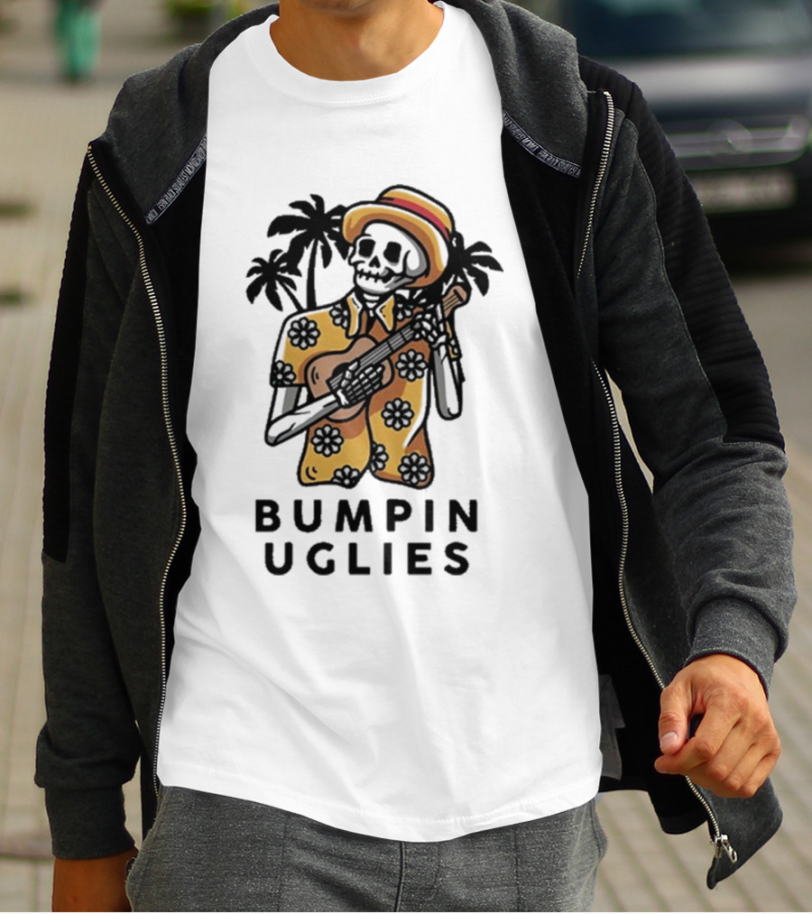 Bumpin Uglies Skeleton Playing Ukulele In Hawaiian T-Shirt