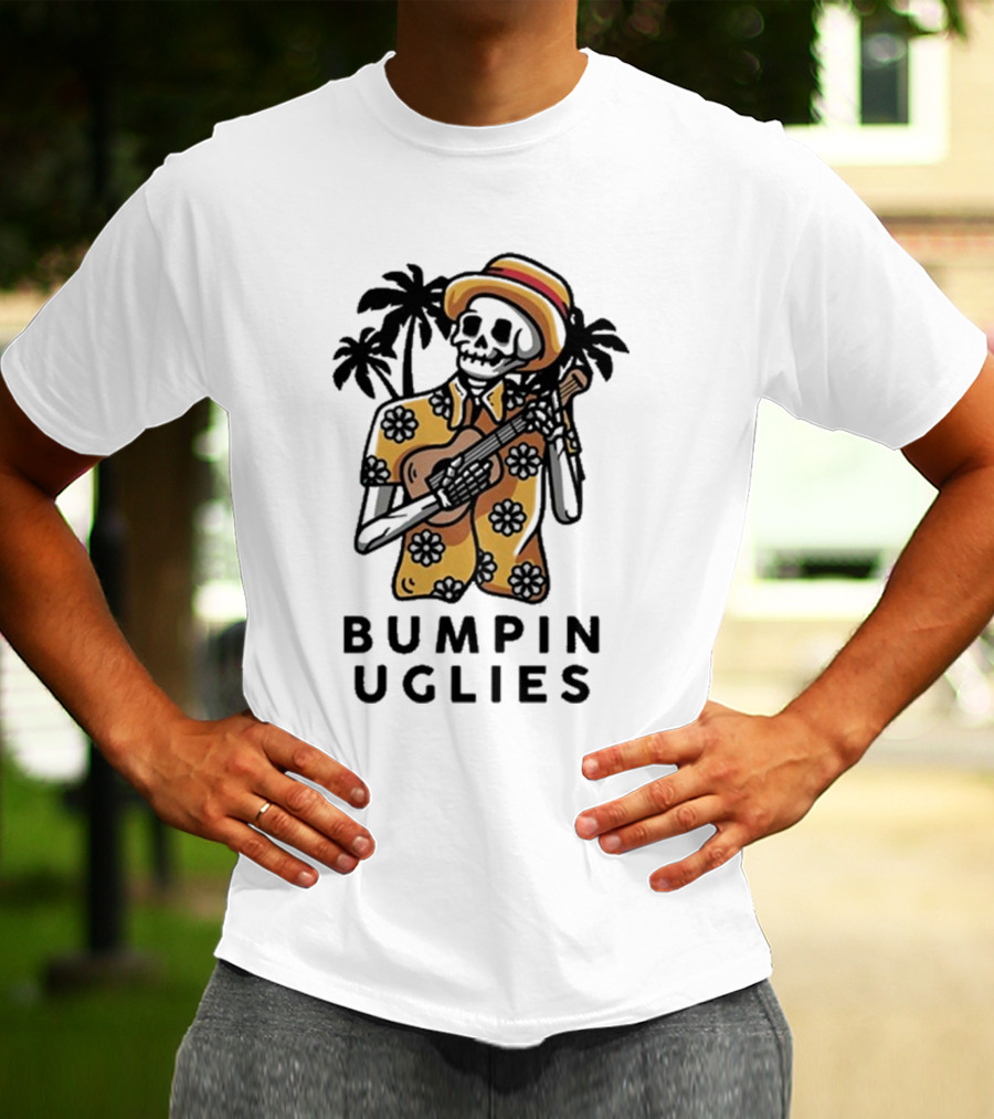 Bumpin Uglies Skeleton Playing Ukulele In Hawaiian T-Shirt