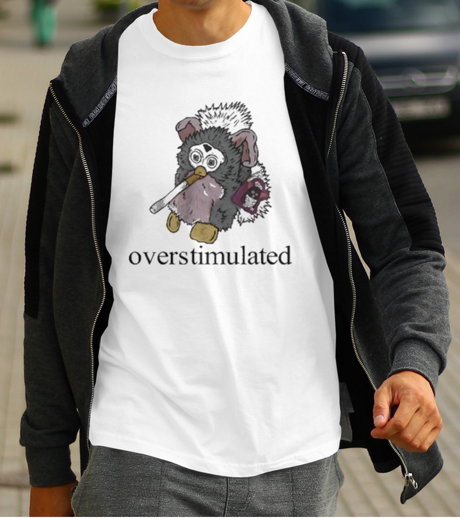 Emotionalclub Overstimulated Nostalgic Creature With Fuzzy Ears And Toy Radio T-Shirt