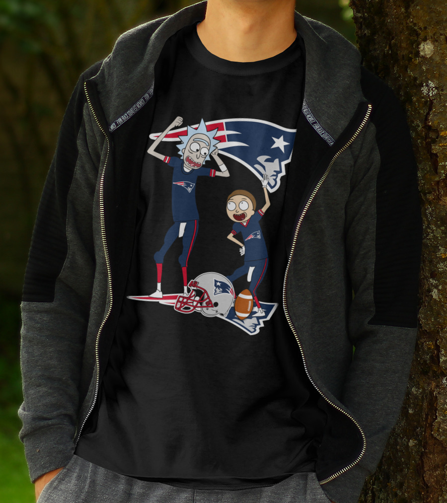 Rick And Morty New England Patriots NFL Crossover T-Shirt