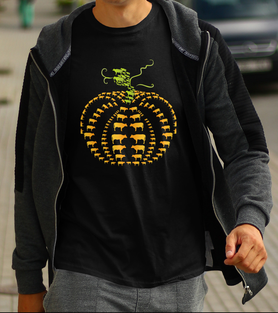 Cows Forming Pumpkin Shape T-Shirt