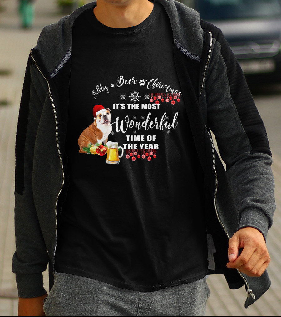 Bulldog Beer Christmas It's The Most Wonderful Time Of The Year T-Shirt
