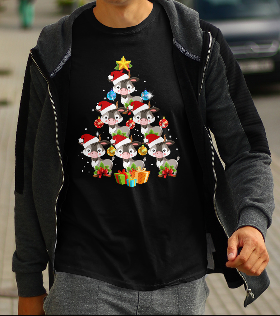 Goat Christmas Tree With Santa Hats And Presents T-Shirt