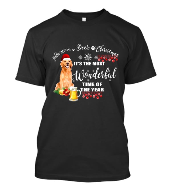 Golden Retriever Beer Christmas It's The Most Wonderful Time Of The Year T-Shirt