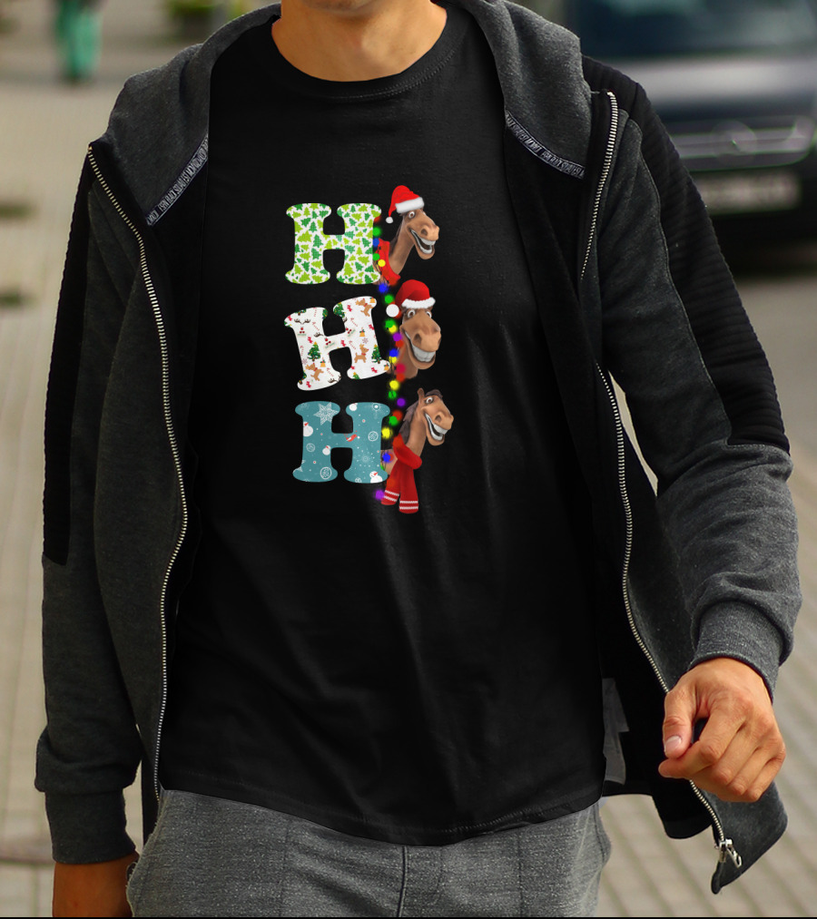 Christmas Hohoho Horse Santa Festive Letters T-Shirt