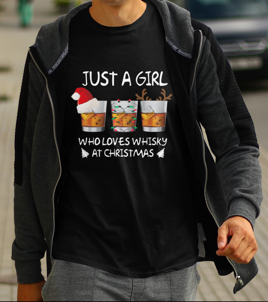 Just A Girl Who Loves Whisky At Christmas T-Shirt