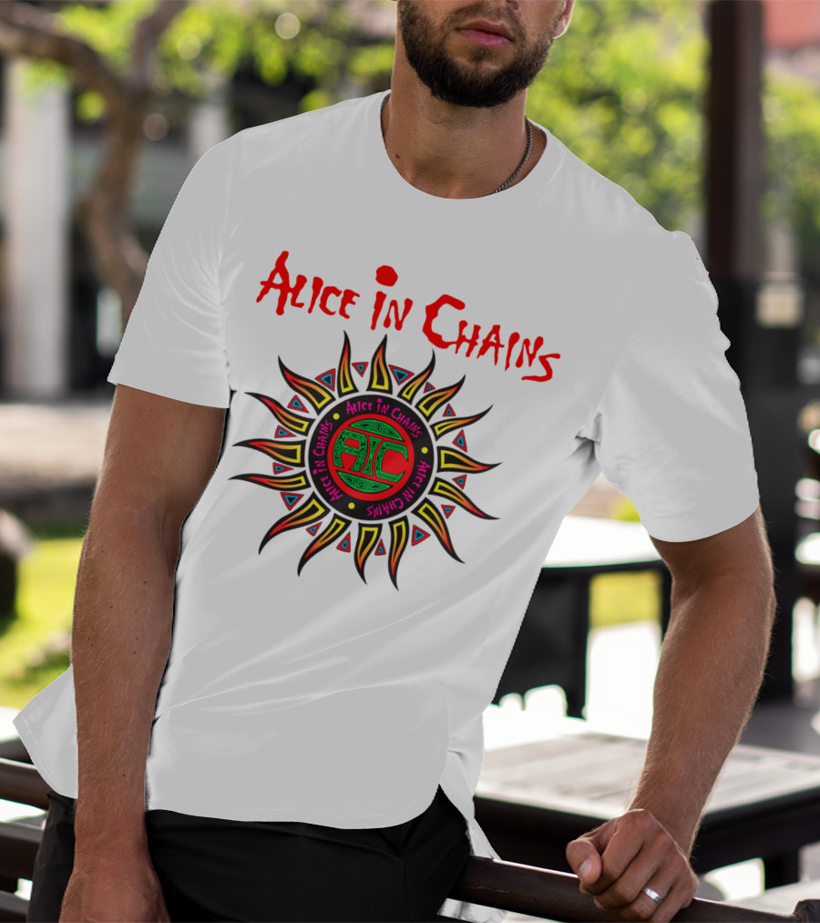 Alice In Chains Sun Graphic Logo With Circular Text T-Shirt