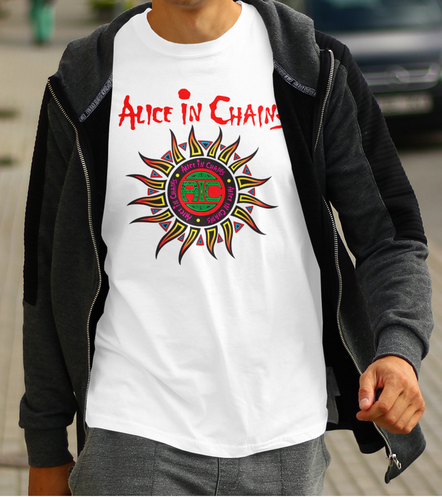 Alice In Chains Sun Graphic Logo With Circular Text T-Shirt