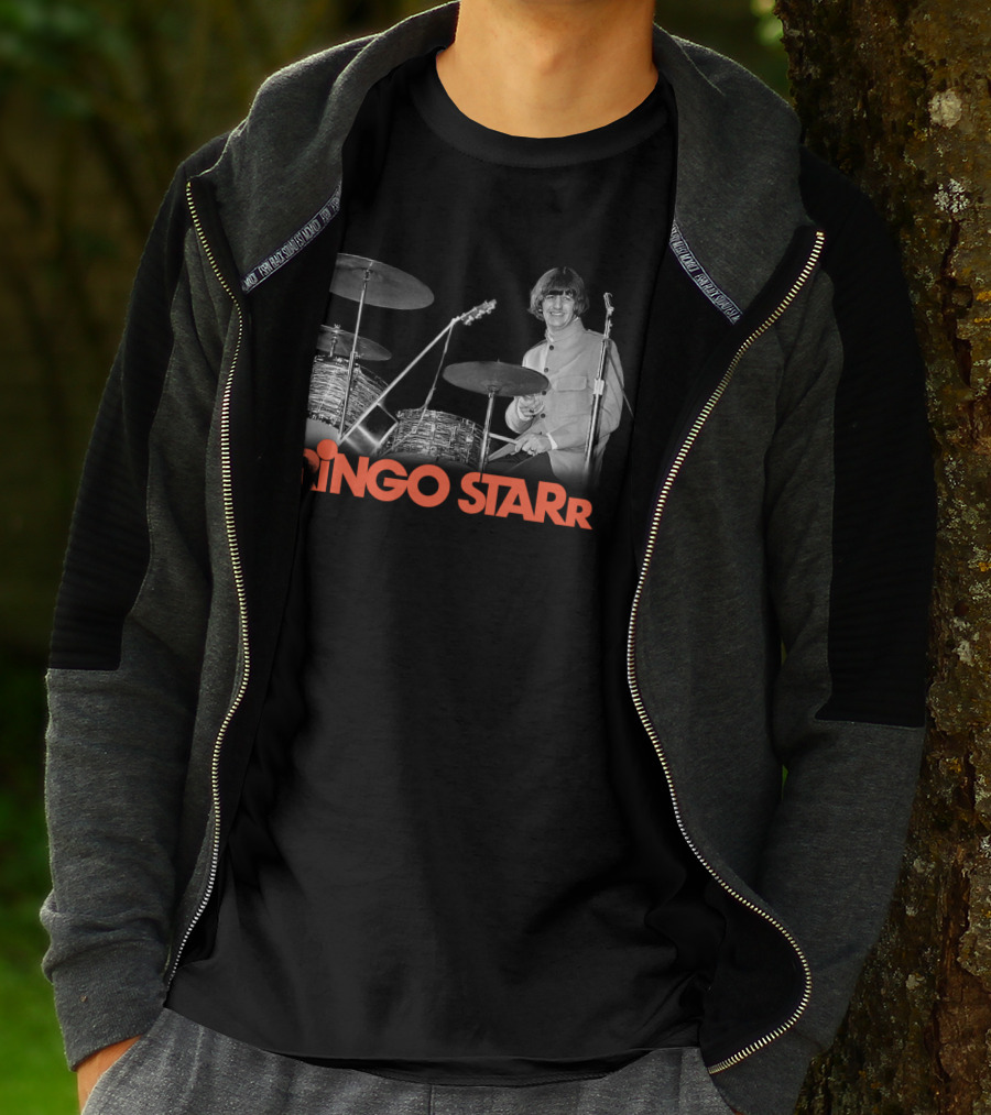 Ringo Starr Drummer Black And White Photo T-Shirt