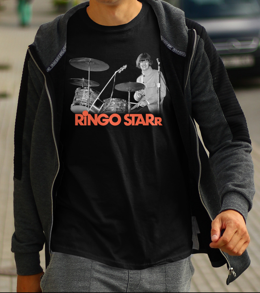 Ringo Starr Drummer Black And White Photo T-Shirt