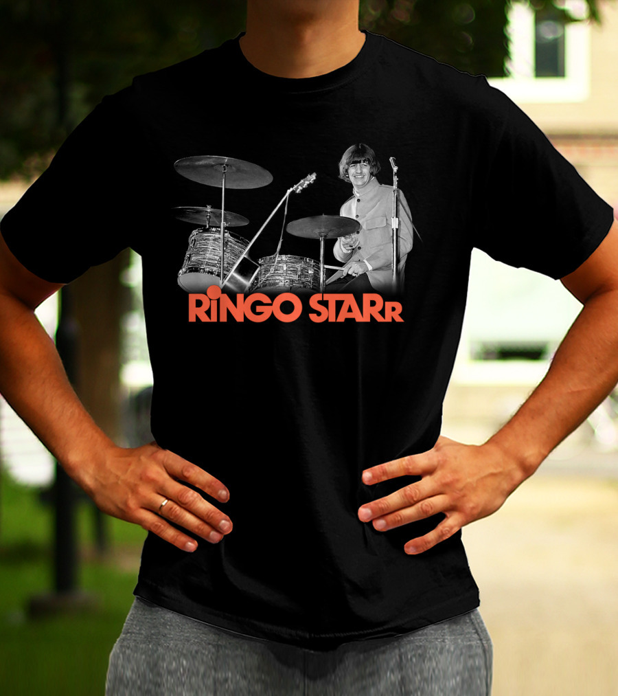 Ringo Starr Drummer Black And White Photo T-Shirt