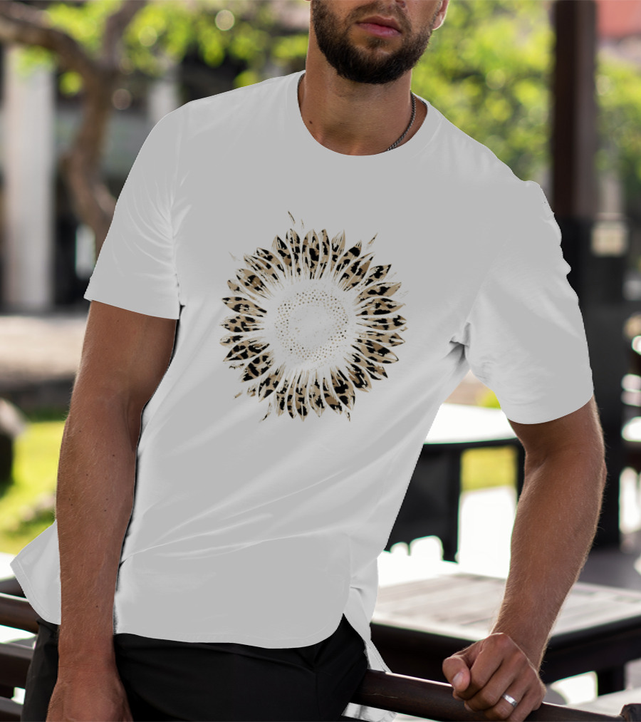Cool Cheetah Leopard Print Sunflower T-Shirt