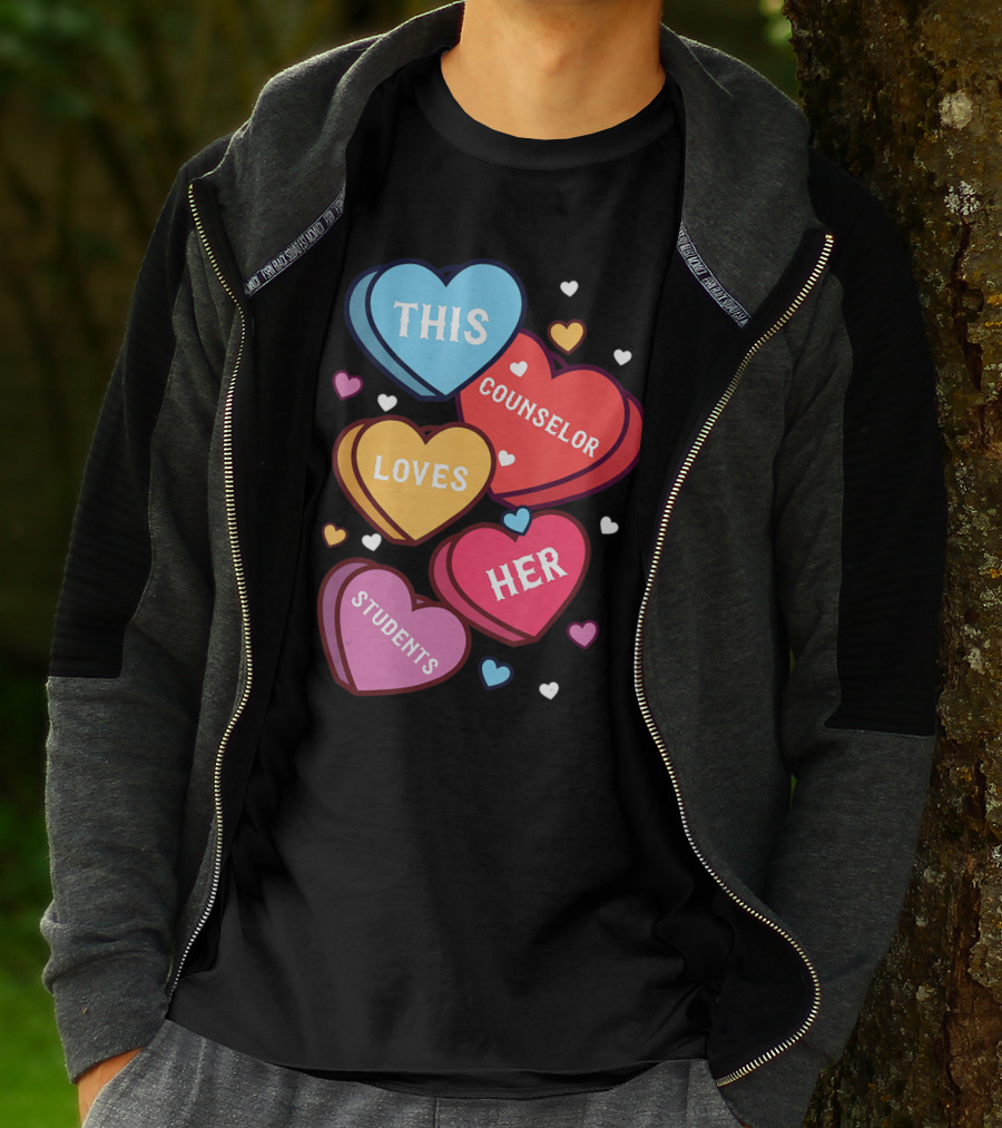 This Counselor Loves Her Students Valentine's Hearts T-Shirt