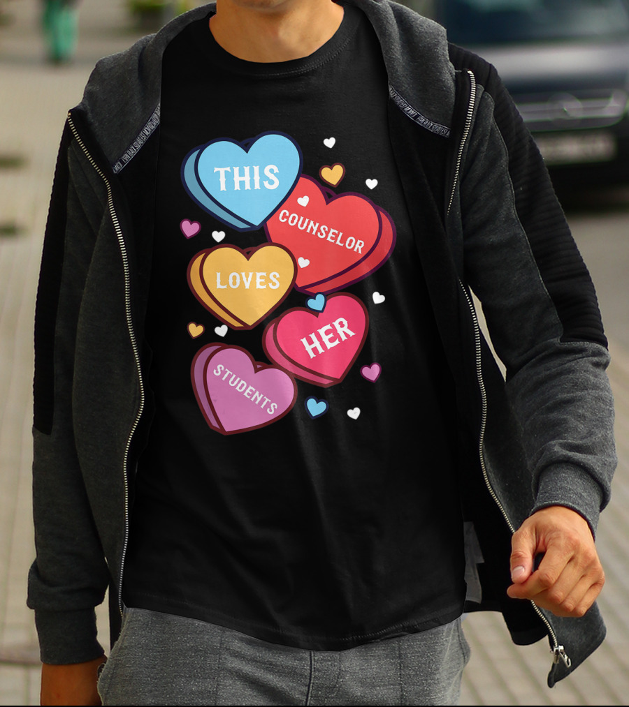 This Counselor Loves Her Students Valentine's Hearts T-Shirt