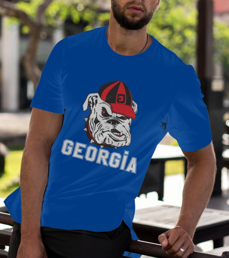 Georgia Bulldogs Vintage Red And Black Cap Bulldog T-Shirt