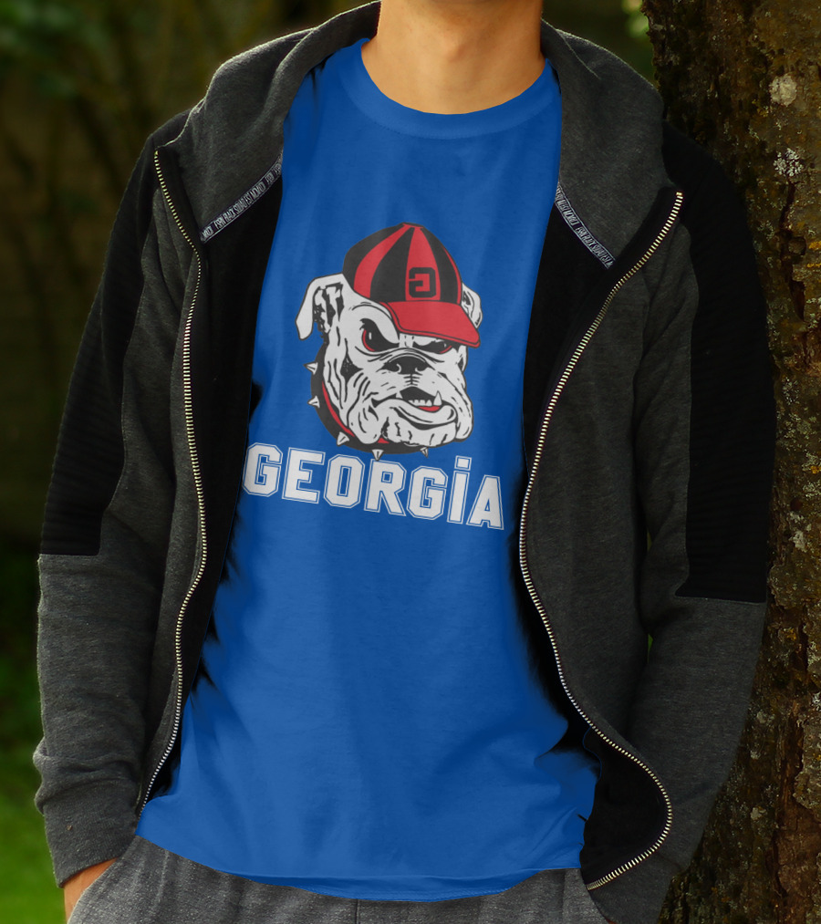 Georgia Bulldogs Vintage Red And Black Cap Bulldog T-Shirt