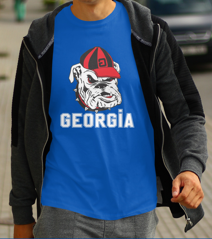 Georgia Bulldogs Vintage Red And Black Cap Bulldog T-Shirt