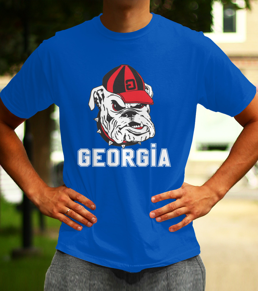 Georgia Bulldogs Vintage Red And Black Cap Bulldog T-Shirt