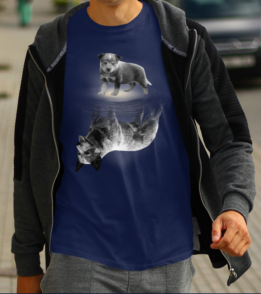 Retro Reflections: Vintage Australian Cattle Dog And Scenic Sunset T-Shirt