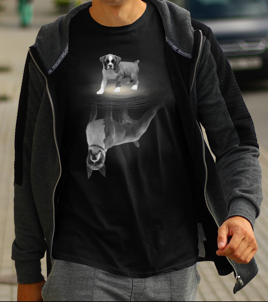 Boxer Mom Wiggle Butt Club Boxer Dog Reflection T-Shirt