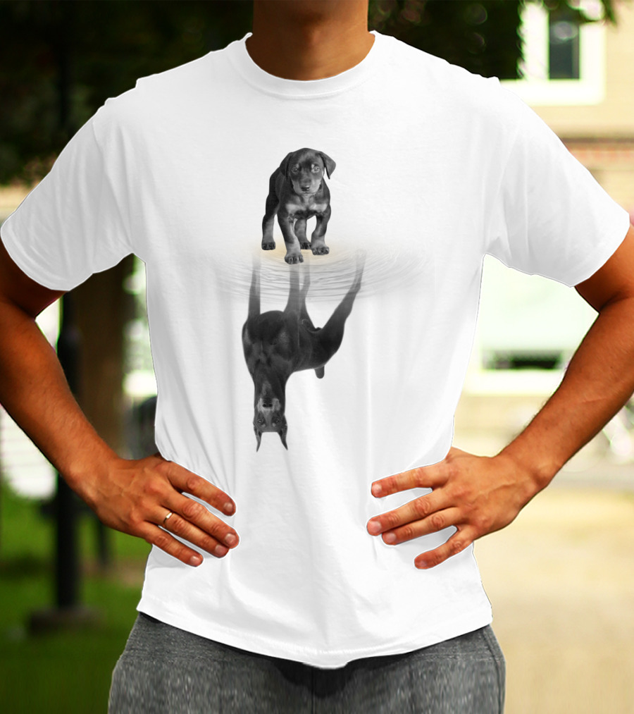 Doberman Puppy Reflection Women Men Kids Dog Love Pet T-Shirt