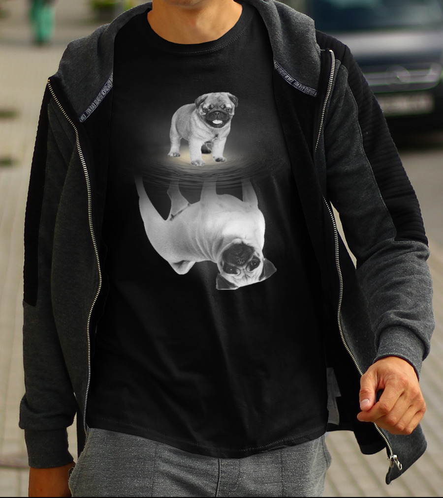 Puggy Potter Magic Wizard Pug Reflection With Funny Pug T-Shirt