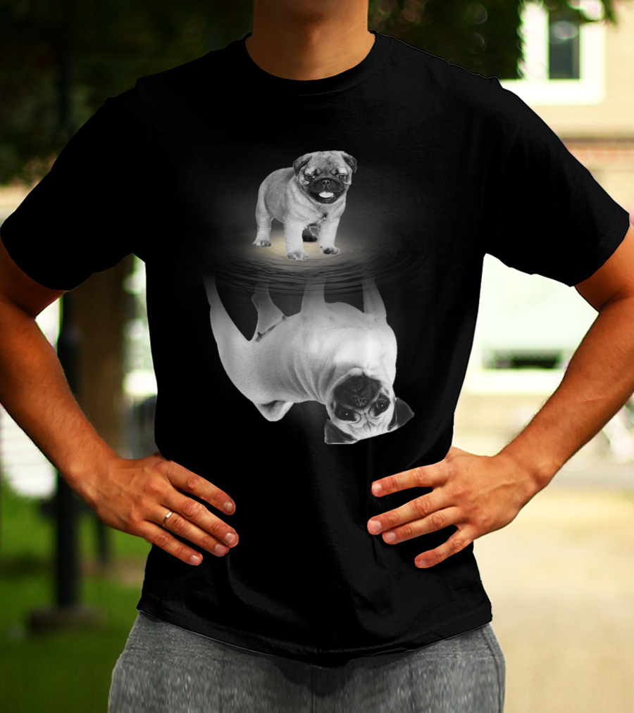 Puggy Potter Magic Wizard Pug Reflection With Funny Pug T-Shirt