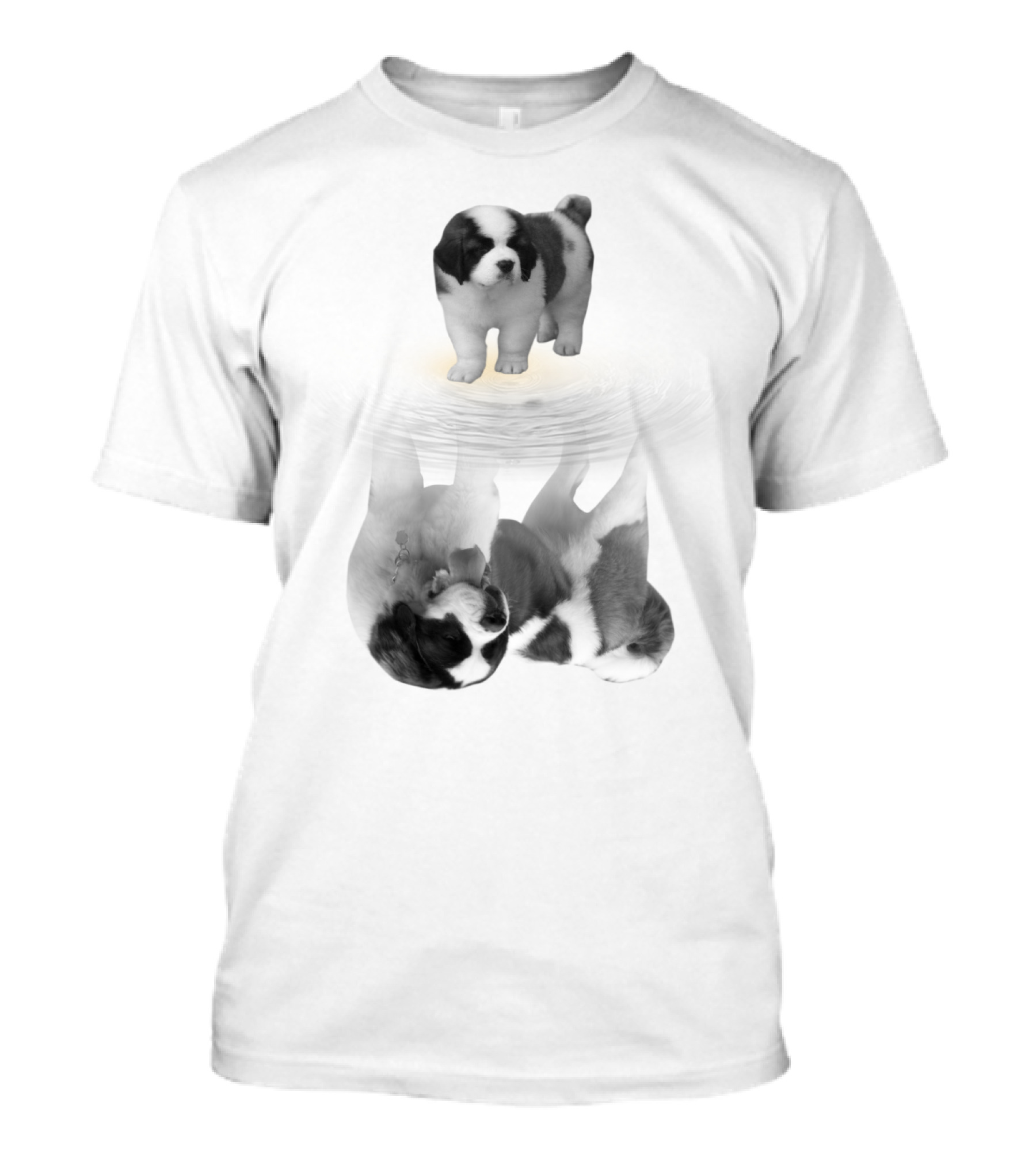 St. Bernard Puppy With Reflective Water Illusion T-Shirt