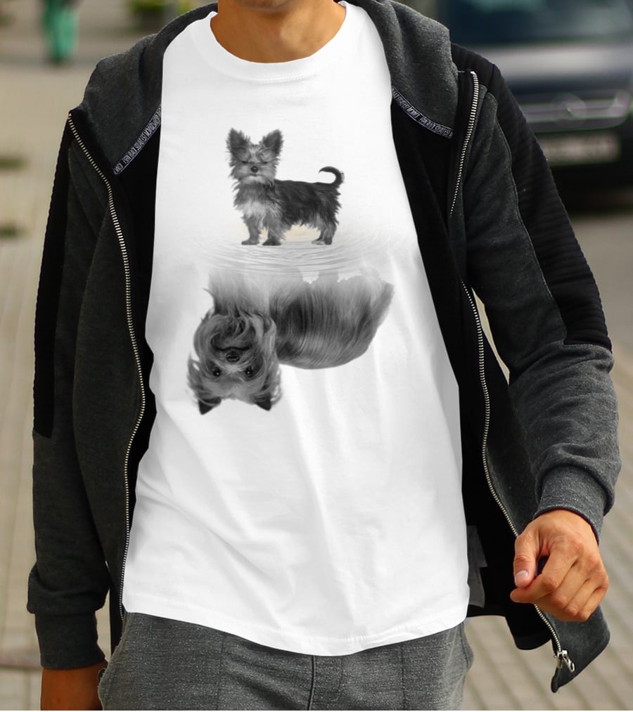 Yorkshire Terrier Reflection Art In I Love My Yorkie T-Shirt