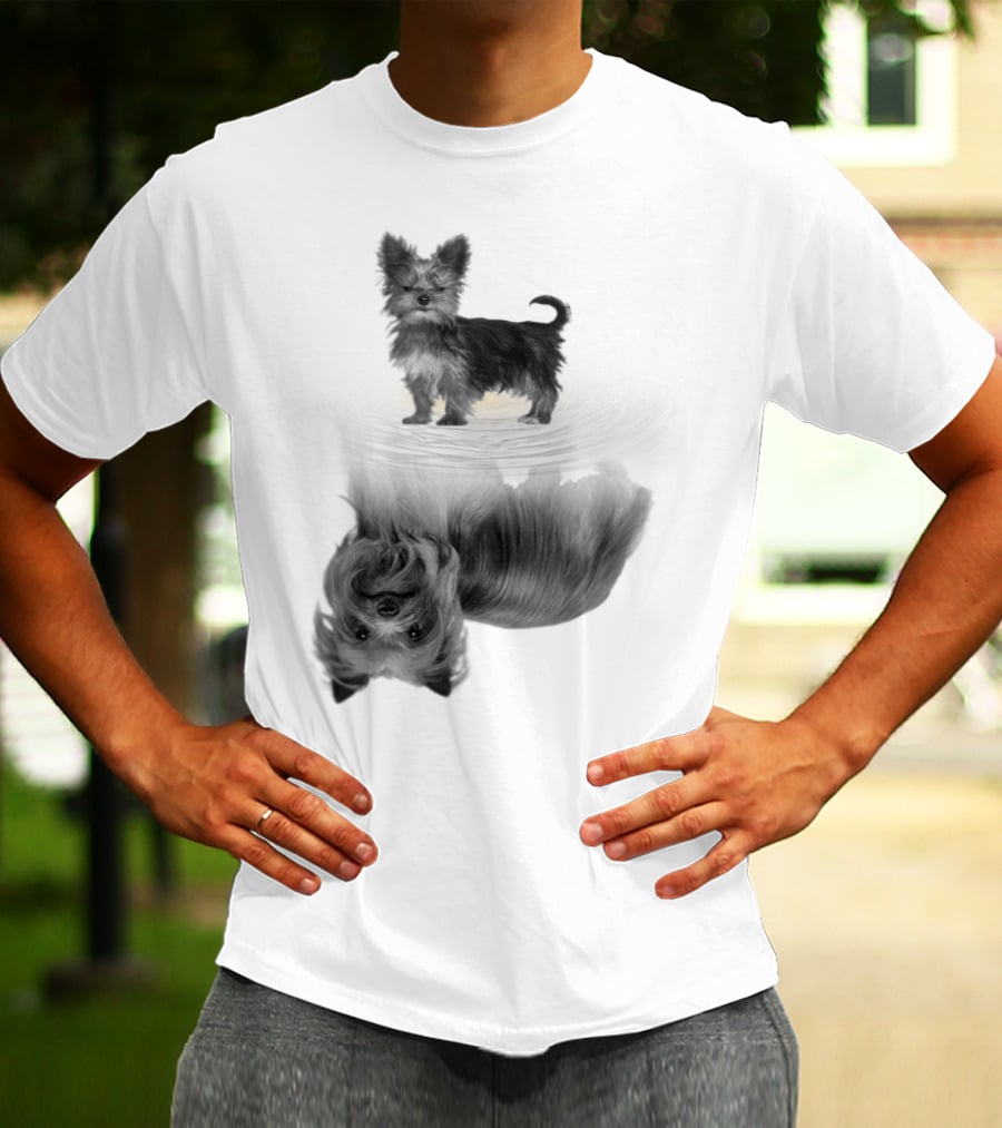 Yorkshire Terrier Reflection Art In I Love My Yorkie T-Shirt
