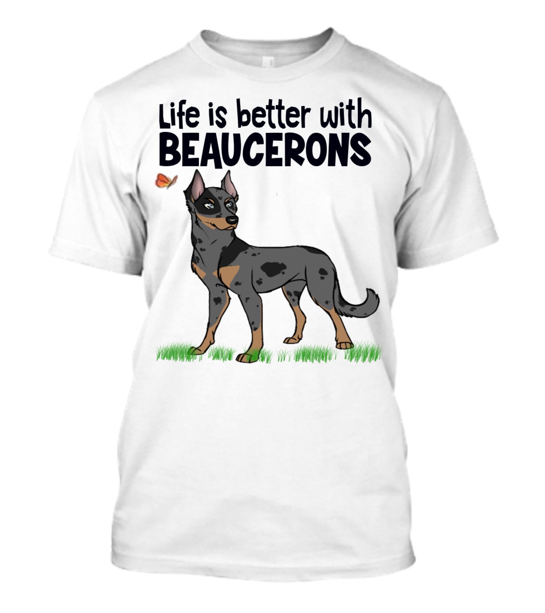 Life Is Better With Beaucerons Butterfly And Dog T-Shirt