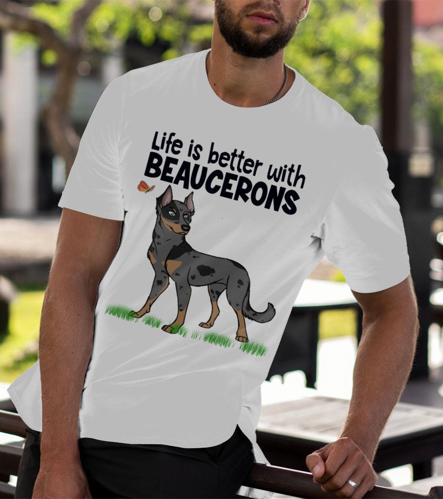 Life Is Better With Beaucerons Butterfly And Dog T-Shirt