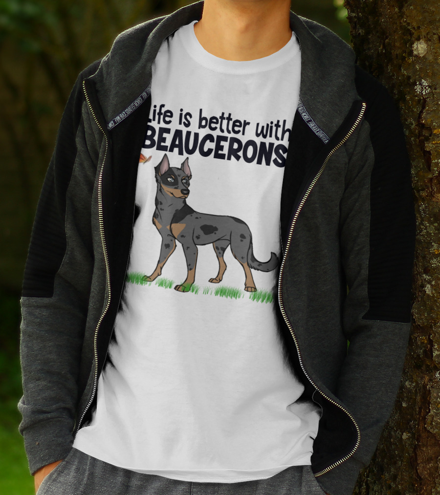 Life Is Better With Beaucerons Butterfly And Dog T-Shirt