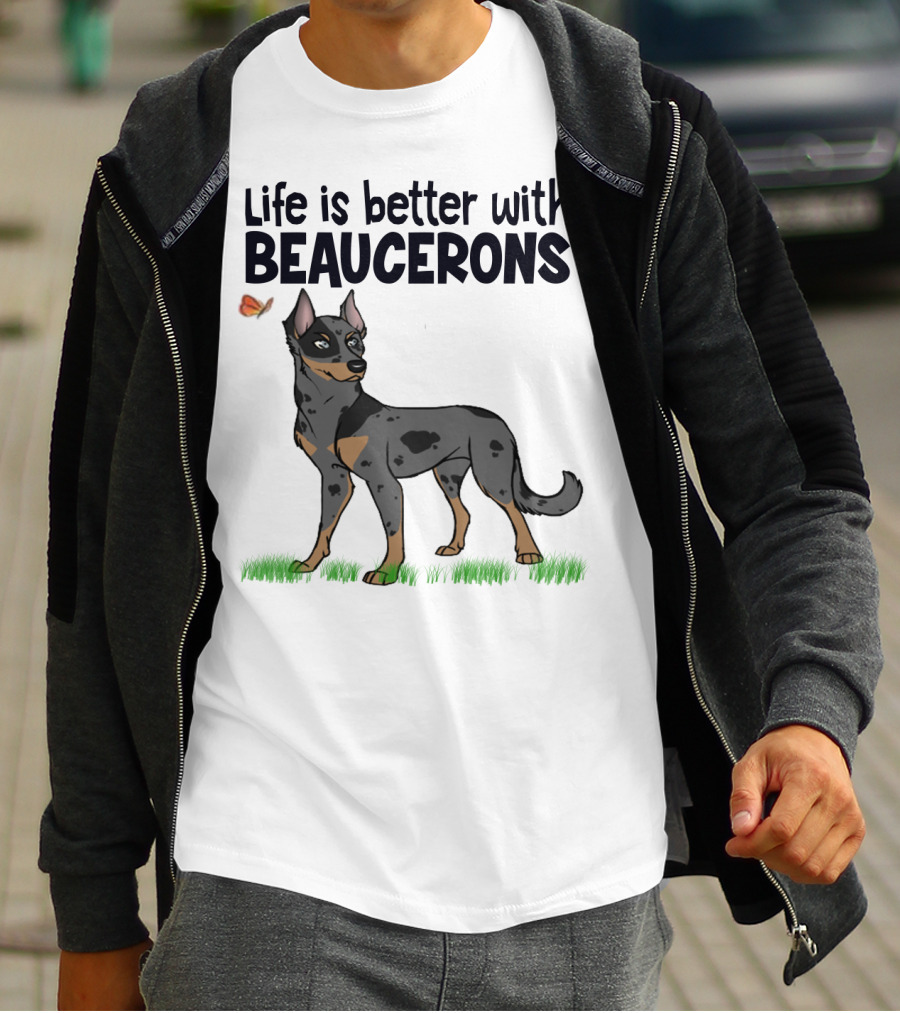 Life Is Better With Beaucerons Butterfly And Dog T-Shirt