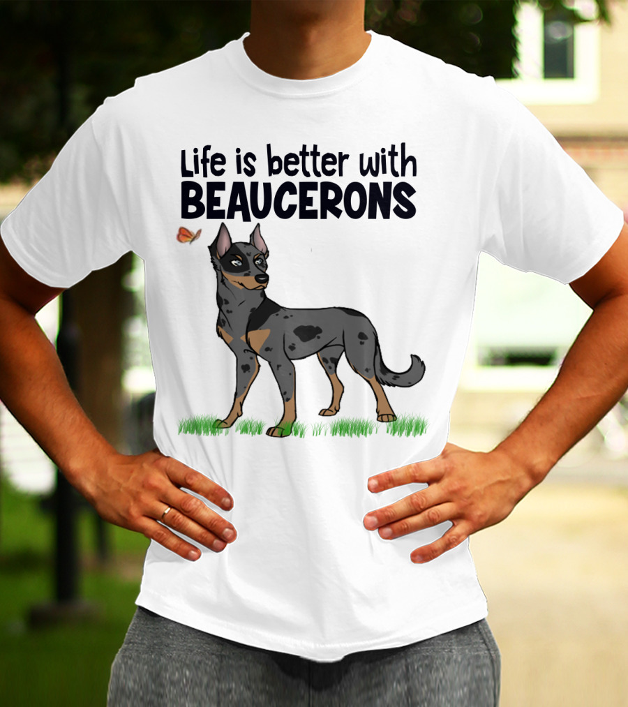 Life Is Better With Beaucerons Butterfly And Dog T-Shirt
