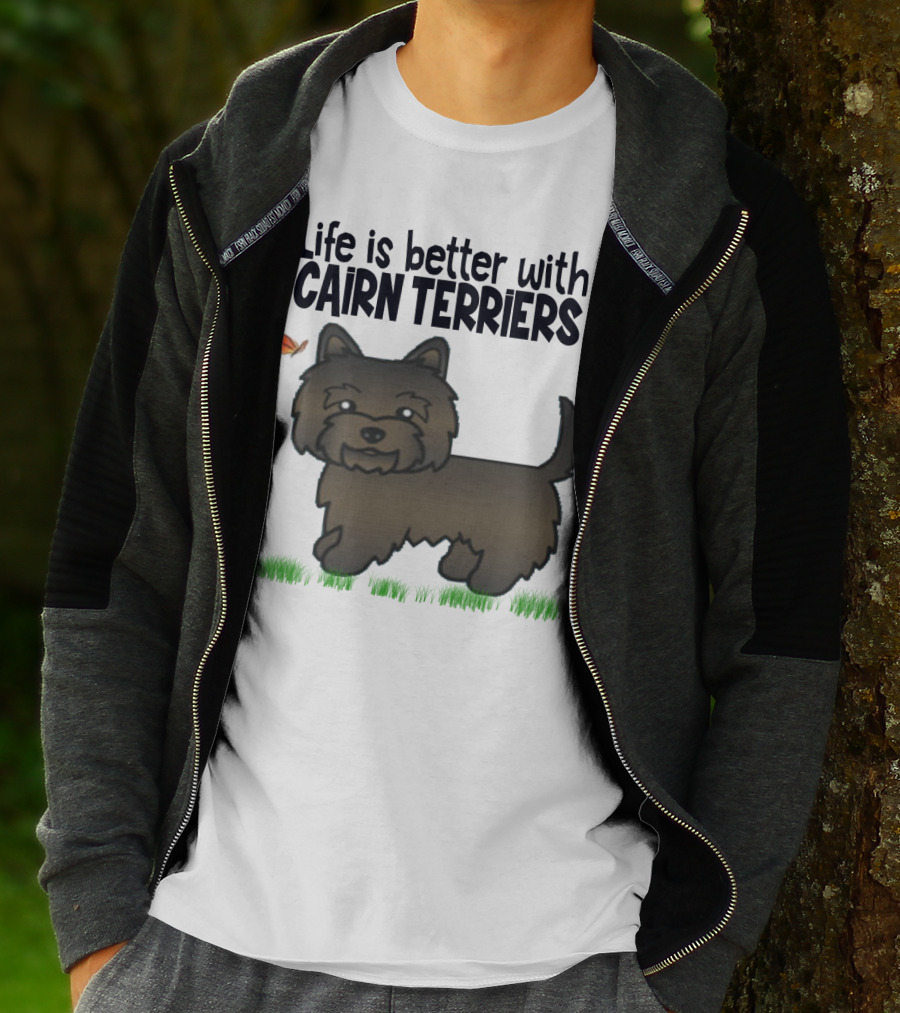 Life Is Better With Cairn Terriers Cute Dog And Butterfly T-Shirt