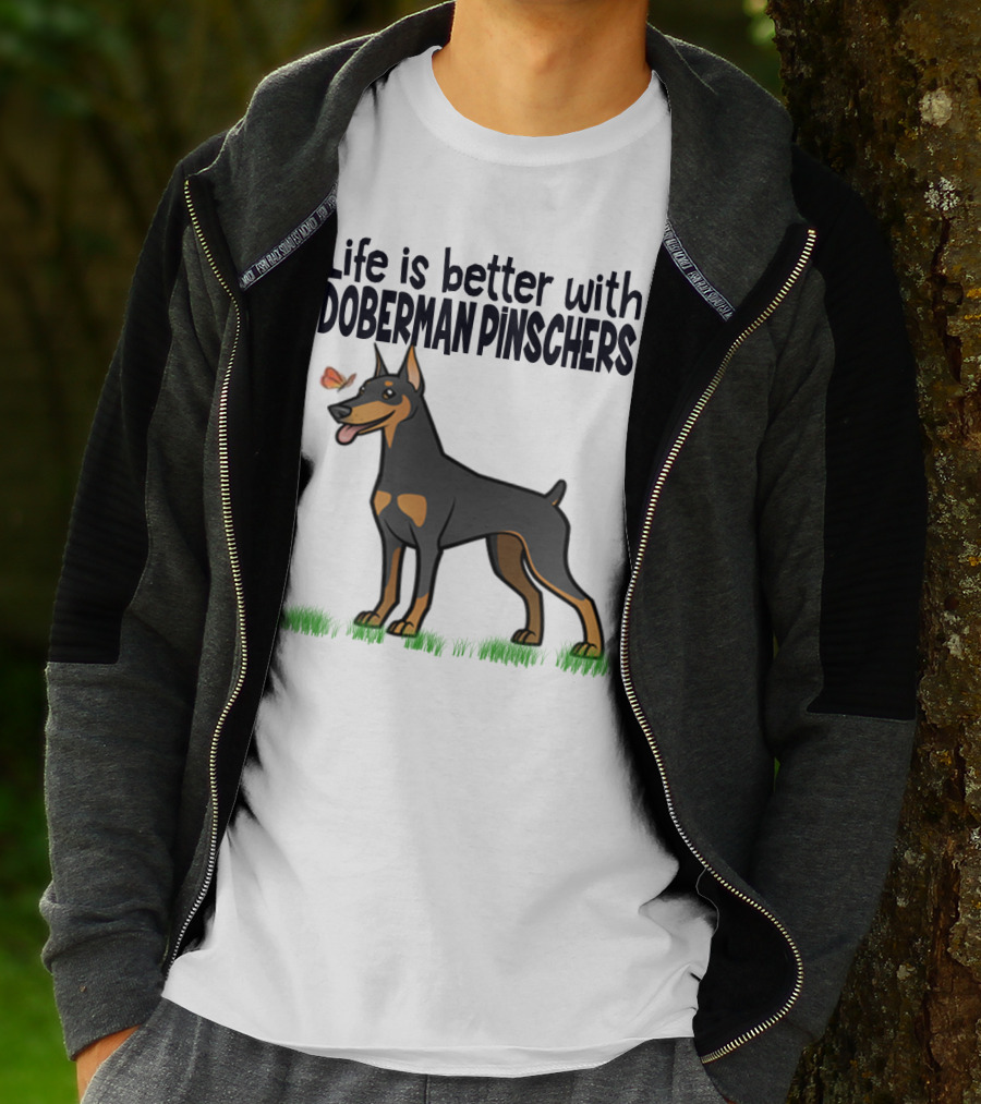 Life Is Better With Doberman Pinschers Butterfly Companion T-Shirt