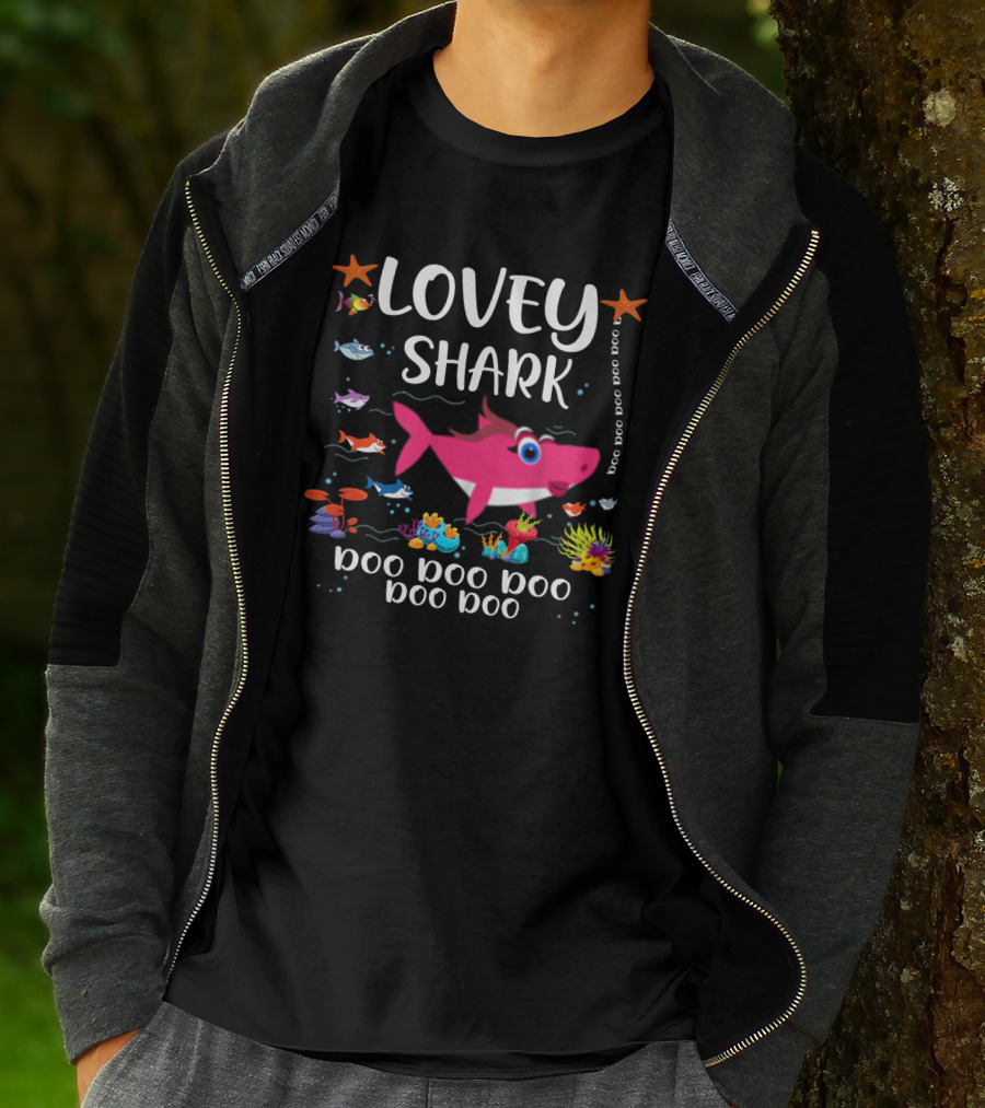 Lovey Shark Doo Doo Underwater Fun With Colorful Ocean Creatures T-Shirt
