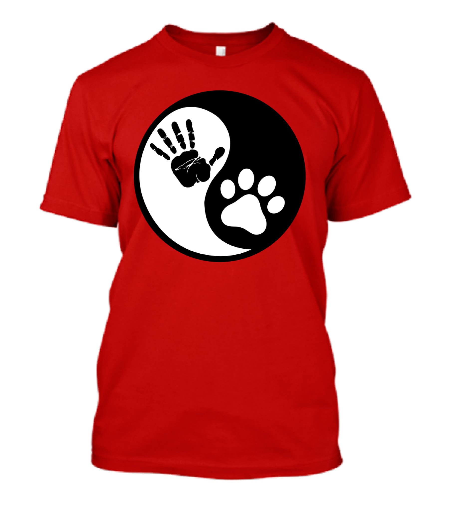 Yin Yang Hand Paw Print Best Dog Harmony T-Shirt