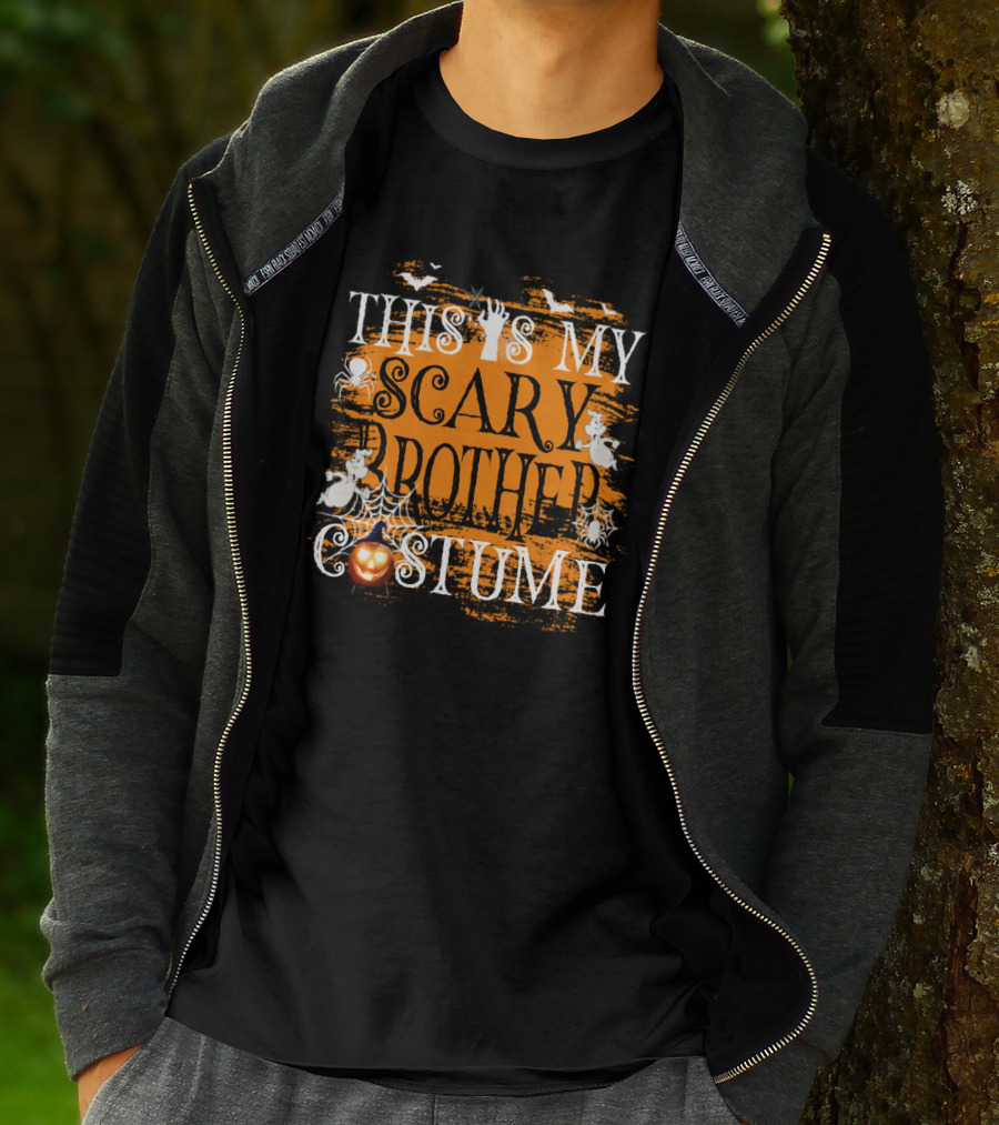 This Is My Scary Brother Costume Halloween Ghosts Pumpkin Spiders T-Shirt