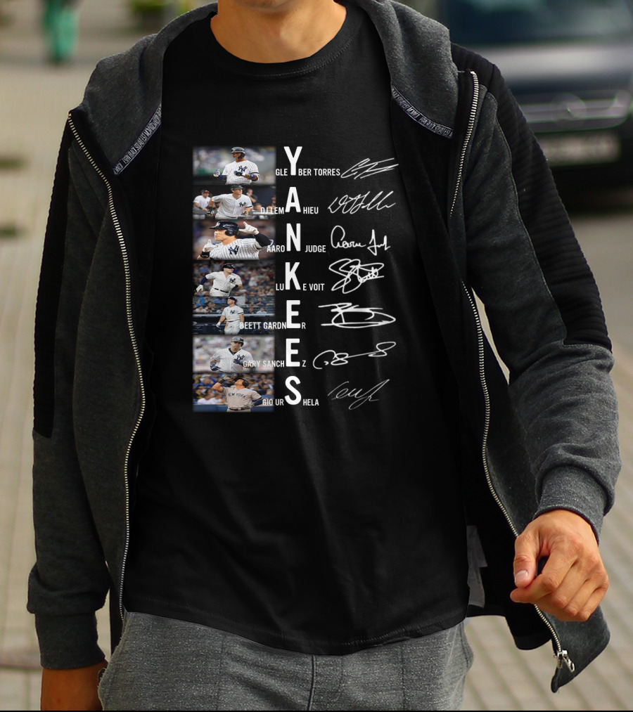 YANKEES SIGNATURE SERIES BASEBALL PLAYERS GLAYBER TORRES DJ LEMAHIEU AARON JUDGE LUKE VOIT BRETT GARDNER GARY SANCHEZ GIO URSHELA T-Shirt