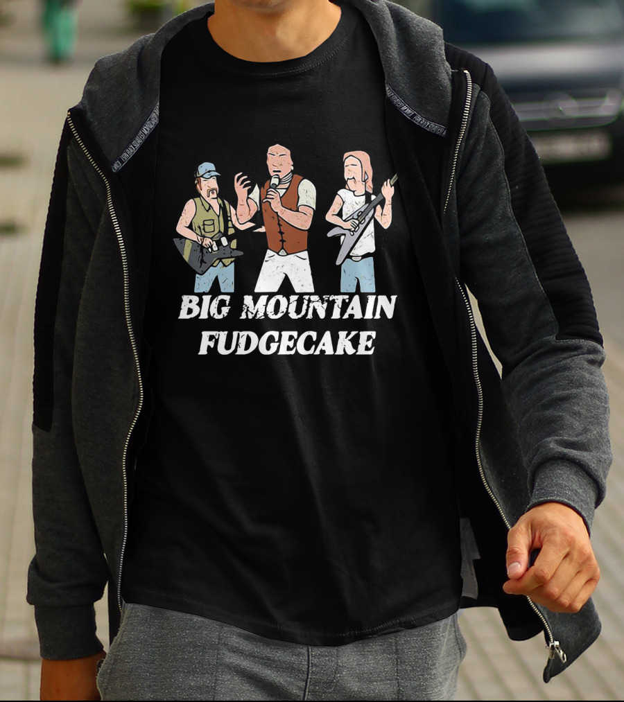 BIG MOUNTAIN FUDGECAKE Rock Band Trio With Microphone And Guitars T-Shirt