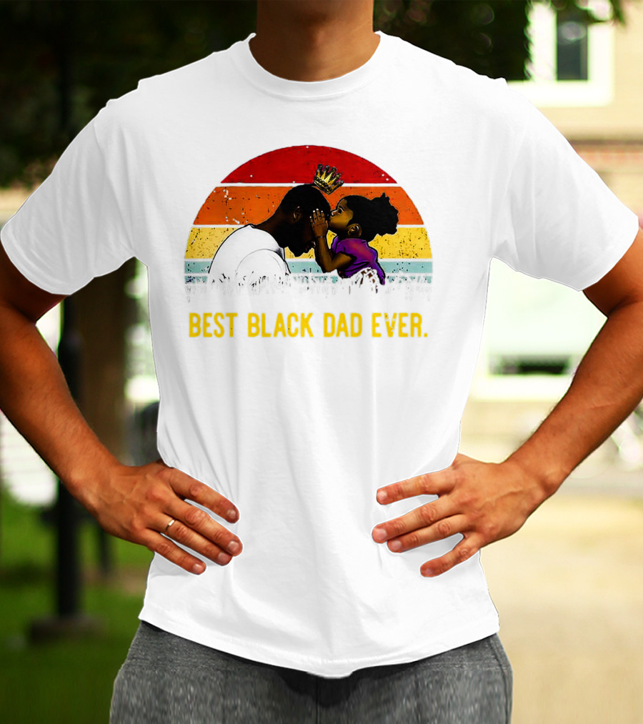 BEST BLACK DAD EVER CROWN SUNSET STRIPES T-Shirt
