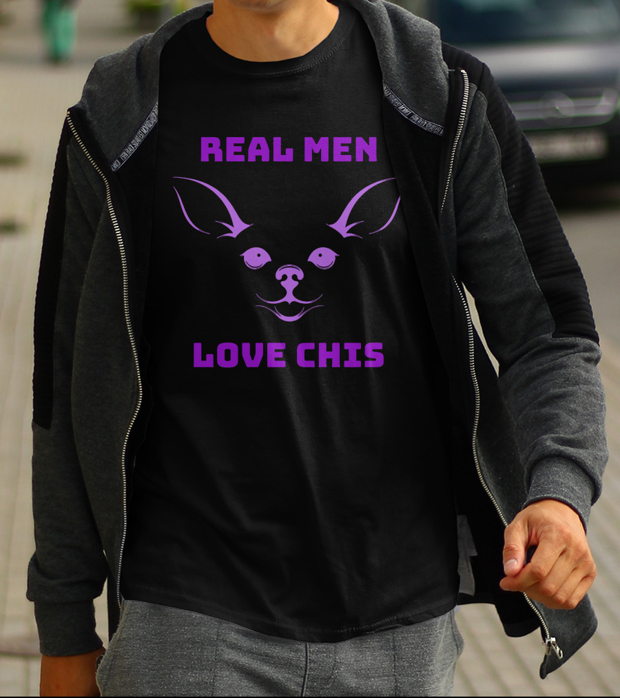 Real Men Love Chis Chihuahua Face T-Shirt