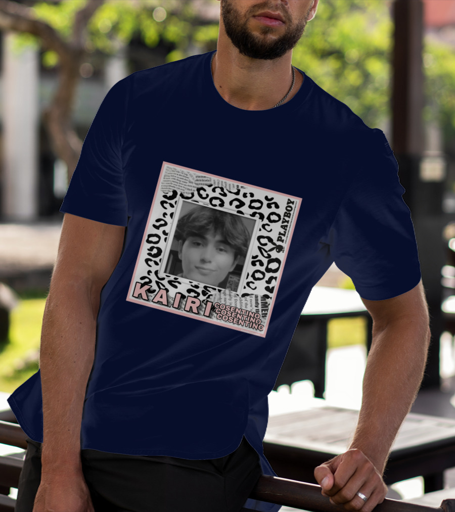 Kairi Cosentino Playboy Leopard Print Black And White Photo Montage T-Shirt